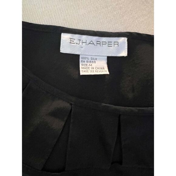 Medium EJ Harper Black Silk Sleeveless Blouse - G - Picture 4 of 4